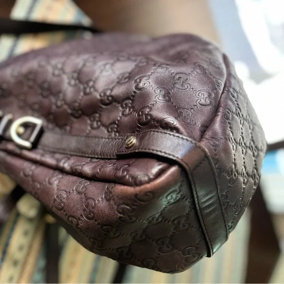 GUCCI 🤎☀️🤎 Authentic Abbey Guccissima Diagonal GG Hobo - Picture 13 of 16